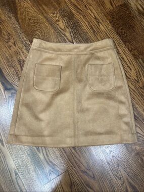 LOFT Camel Suede-Look Mini Skirt Size 4  excellent condition. Fully lined